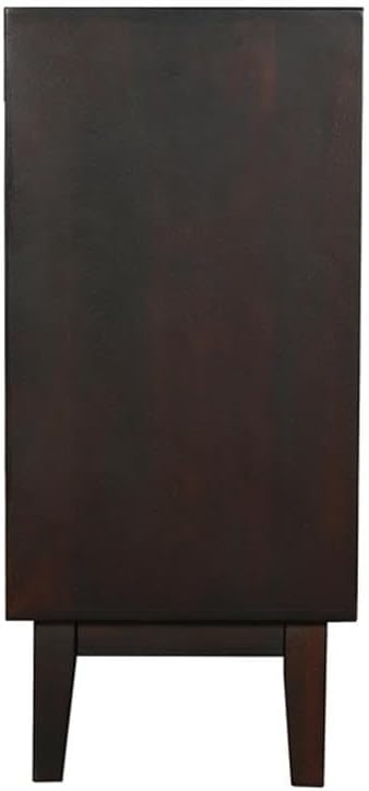 Pemberly Row 4-Door Carved Solid Wood Sideboard in Dark Brown