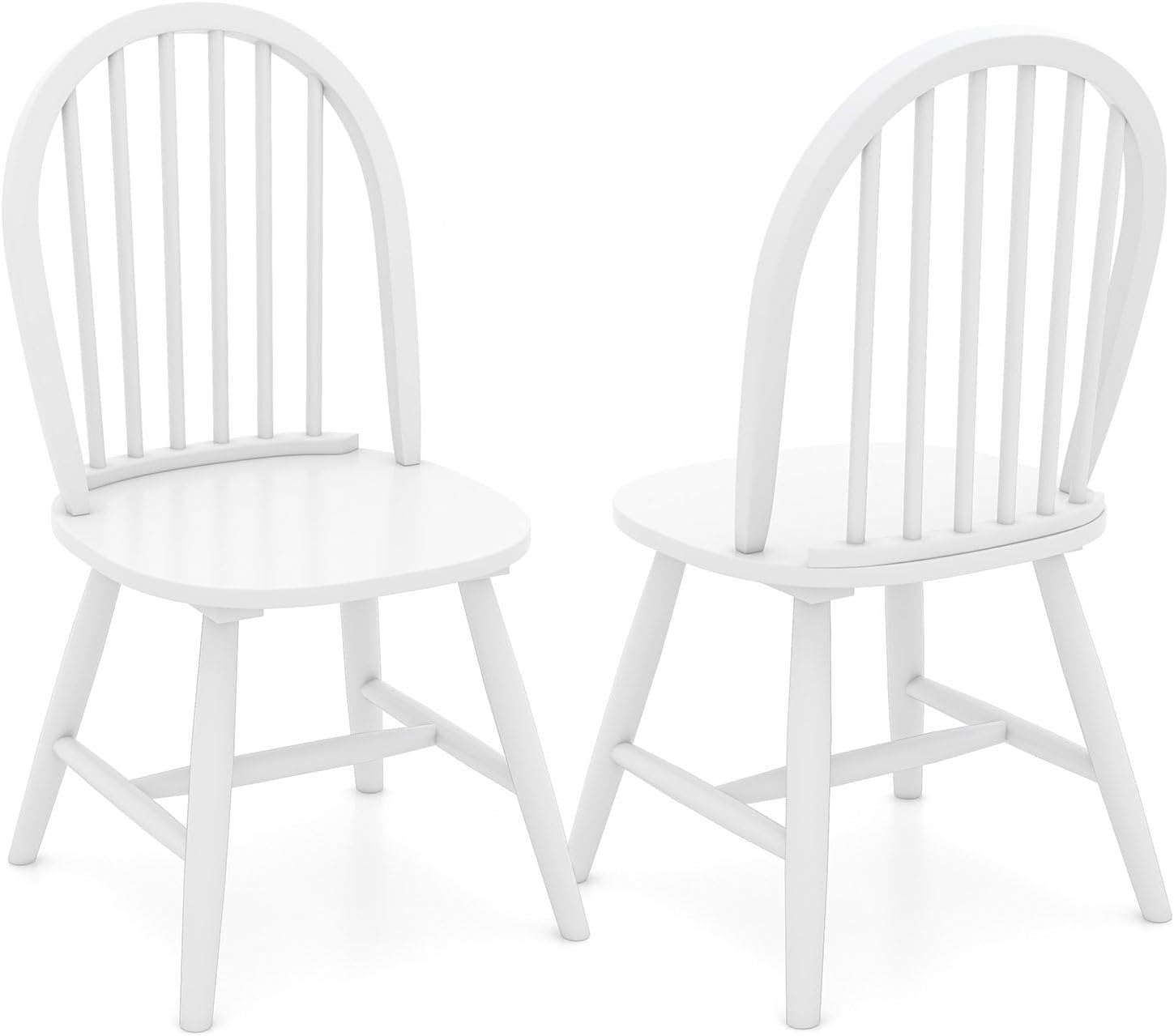 Safeplus 18" Oak Dining Chairs Set of 4, Wood Windsor Chair with Spindle Back for Country Farmhouse Kitchen Island