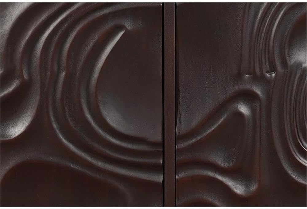 Pemberly Row 4-Door Carved Solid Wood Sideboard in Dark Brown