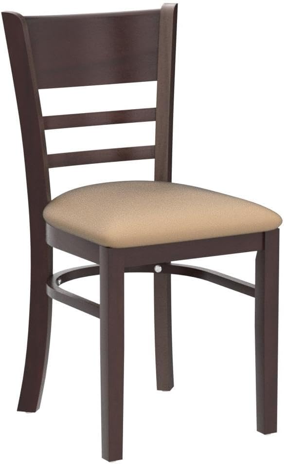 Livinia Cabin Dining Chair Set of 2, Solid Malaysian Oak PU Leather Upholstered Cushion Seat Wooden Ladder Back Side Chairs (Walnut) Assembly Required