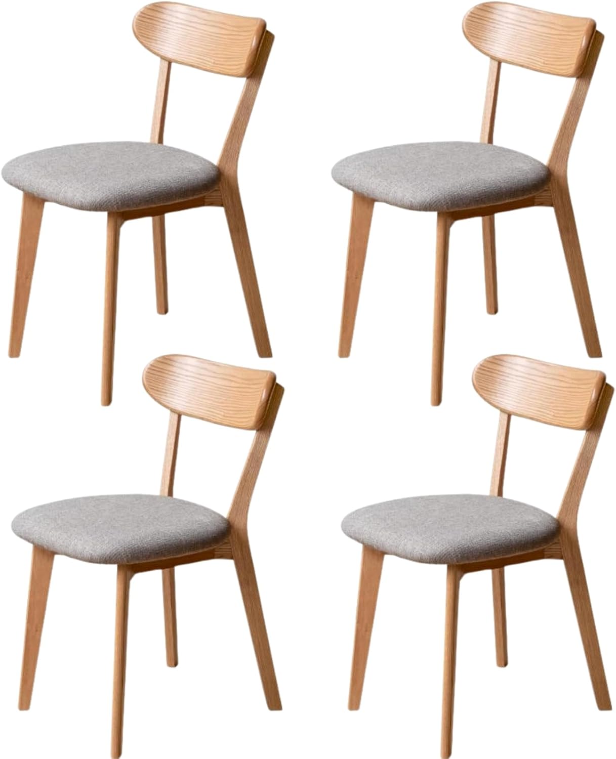 100% Solid Wood Dining Chairs,Mid Century Modern Dining Chairs with Rounded Backrest,Kitchen,Dining Room Chairs Set of 1/2/4 (4, Walnut Color)