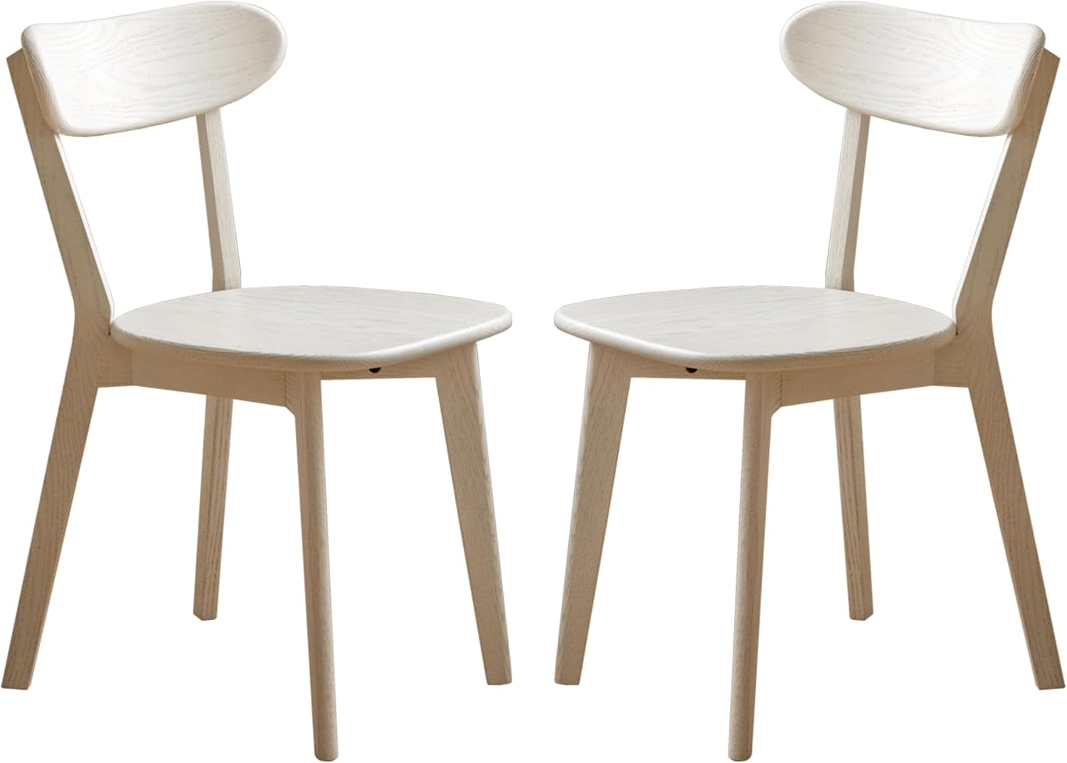 Oak Dining Chairs, Kitchen Chairs, 100% Solid Wood Modern Dinner Chair with Curved Backrest, Dining Room Chair for Kitchen, Living Room, Dining Room (1PK, Walnut)