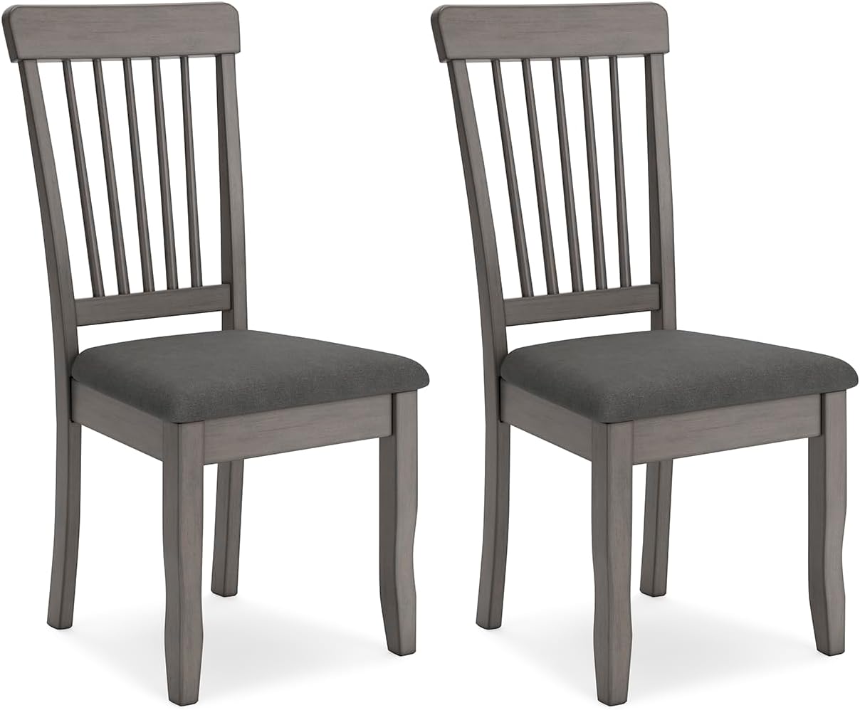 Signature Design by Ashley Berringer | Spindle Back 18" Dining Chairs (Set of 2) – Rustic Light Brown with Upholstered Cushioned Seat