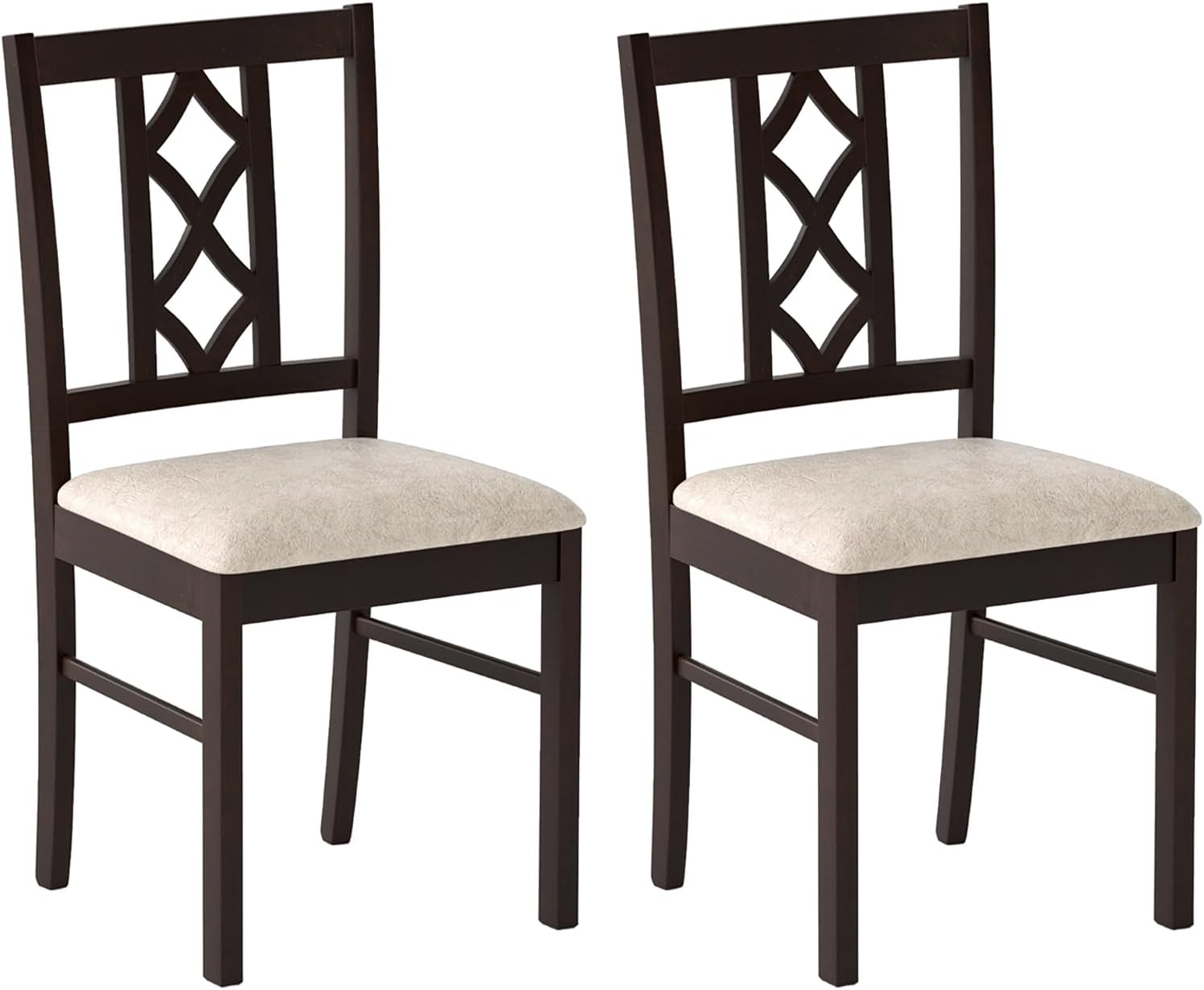 Giantex Dining Chairs Set of 4, Rubber Wood Dining Room Chairs with Hollowed Backrest & Padded Seat, Farmhouse Side Chairs for Living Room Kitchen, Walnut