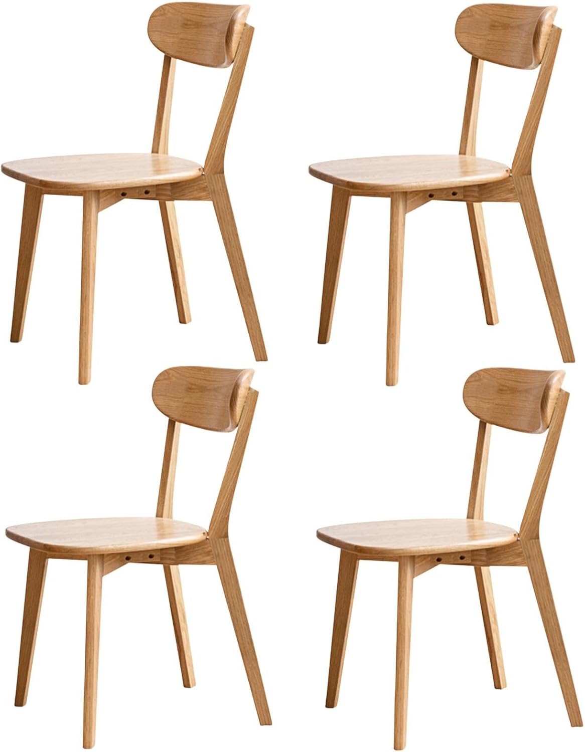 Oak Dining Chairs, Kitchen Chairs, 100% Solid Wood Modern Dinner Chair with Curved Backrest, Dining Room Chair for Kitchen, Living Room, Dining Room (1PK, Walnut)