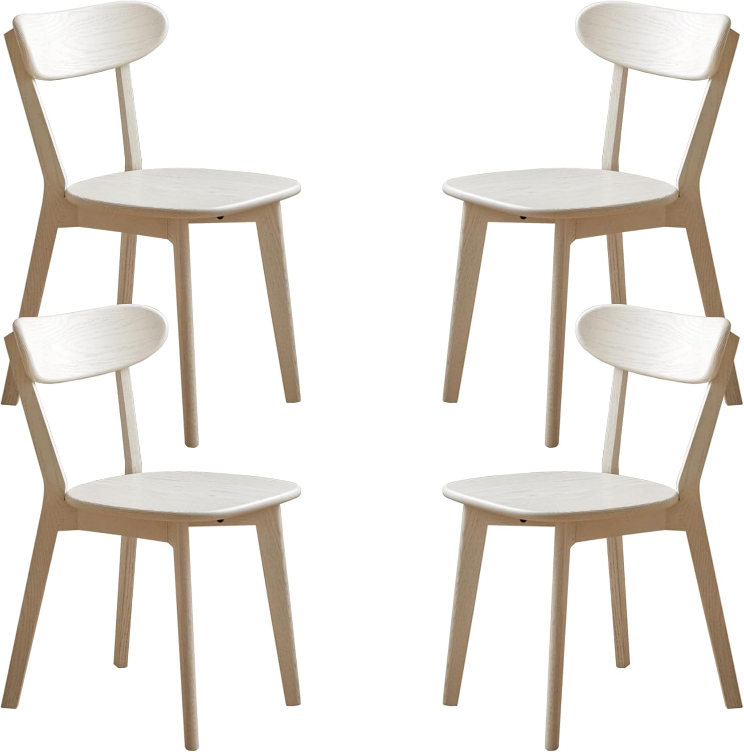 Oak Dining Chairs, Kitchen Chairs, 100% Solid Wood Modern Dinner Chair with Curved Backrest, Dining Room Chair for Kitchen, Living Room, Dining Room (1PK, Walnut)