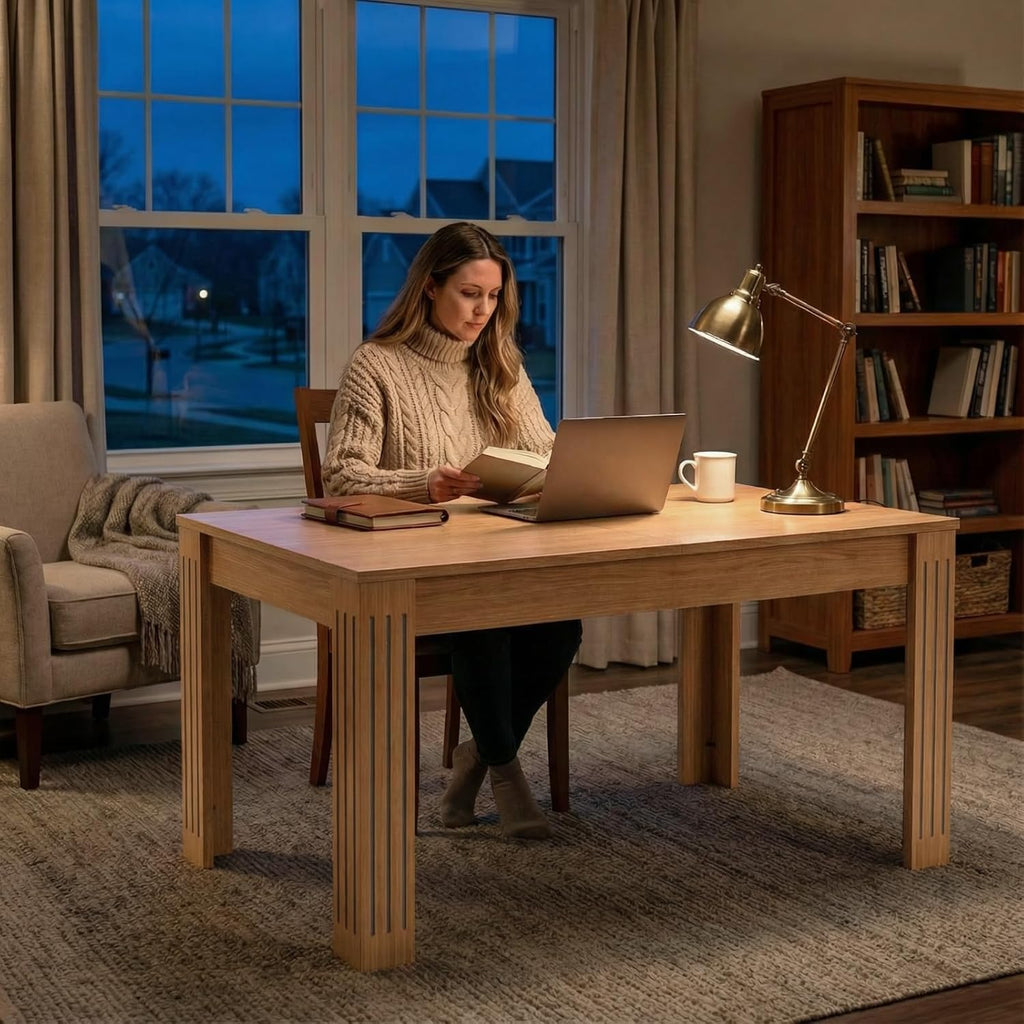 Extendable Dining Table, 54-85 Inch Expandable Table for 4-10 People, Modern Rectangular Dining Table, Space-Saving for Kitchen & Dining Room