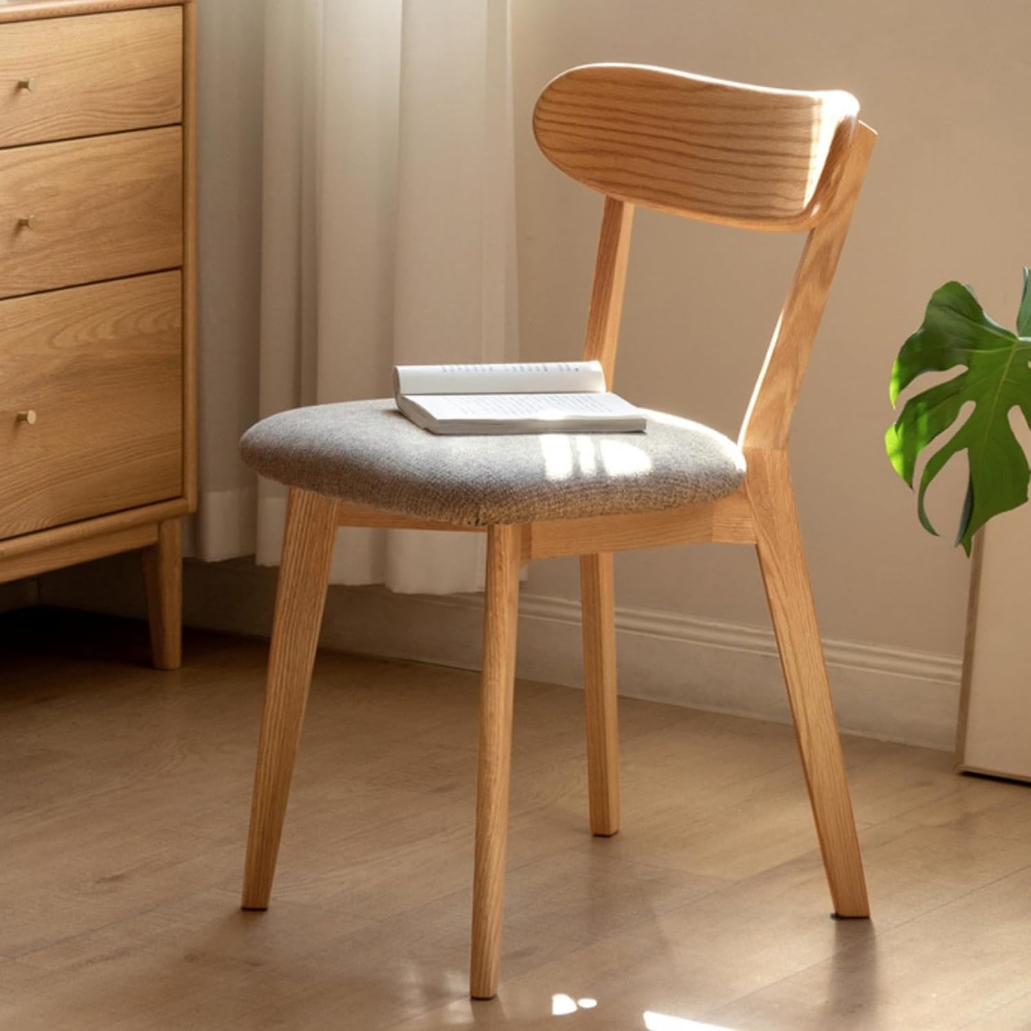 100% Solid Wood Dining Chairs,Mid Century Modern Dining Chairs with Rounded Backrest,Kitchen,Dining Room Chairs Set of 1/2/4 (4, Walnut Color)