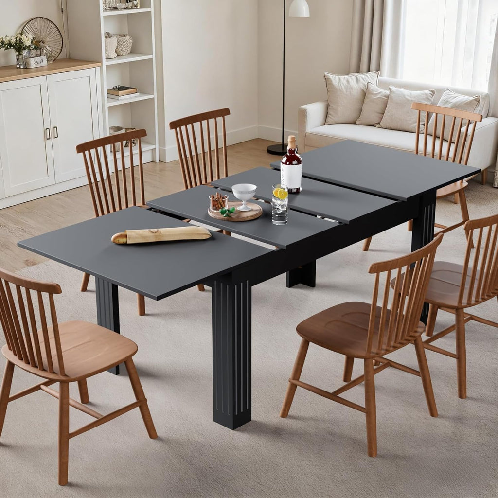 Extendable Dining Table, 54-85 Inch Expandable Table for 4-10 People, Modern Rectangular Dining Table, Space-Saving for Kitchen & Dining Room
