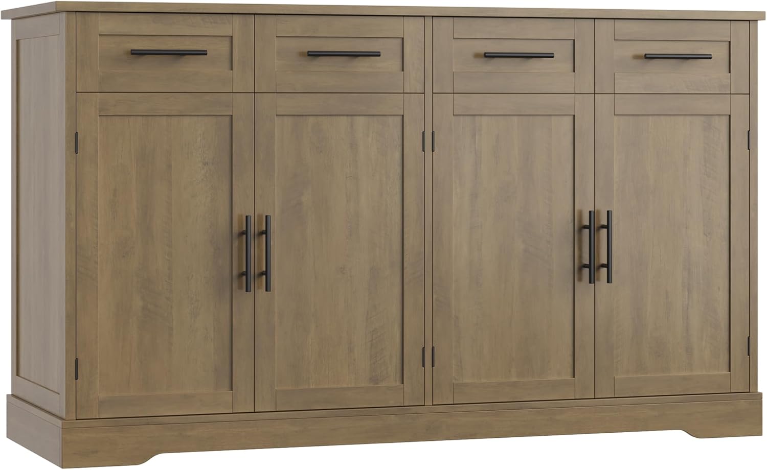 HOSTACK 60" Large Buffet Sideboard with Storage, 36" Tall Kitchen Buffet Storage Cabinet with 4 Drawers, Modern Coffee Bar Cabinet with Gold Handles, Long Sideboard Buffet Table for Kichen, White