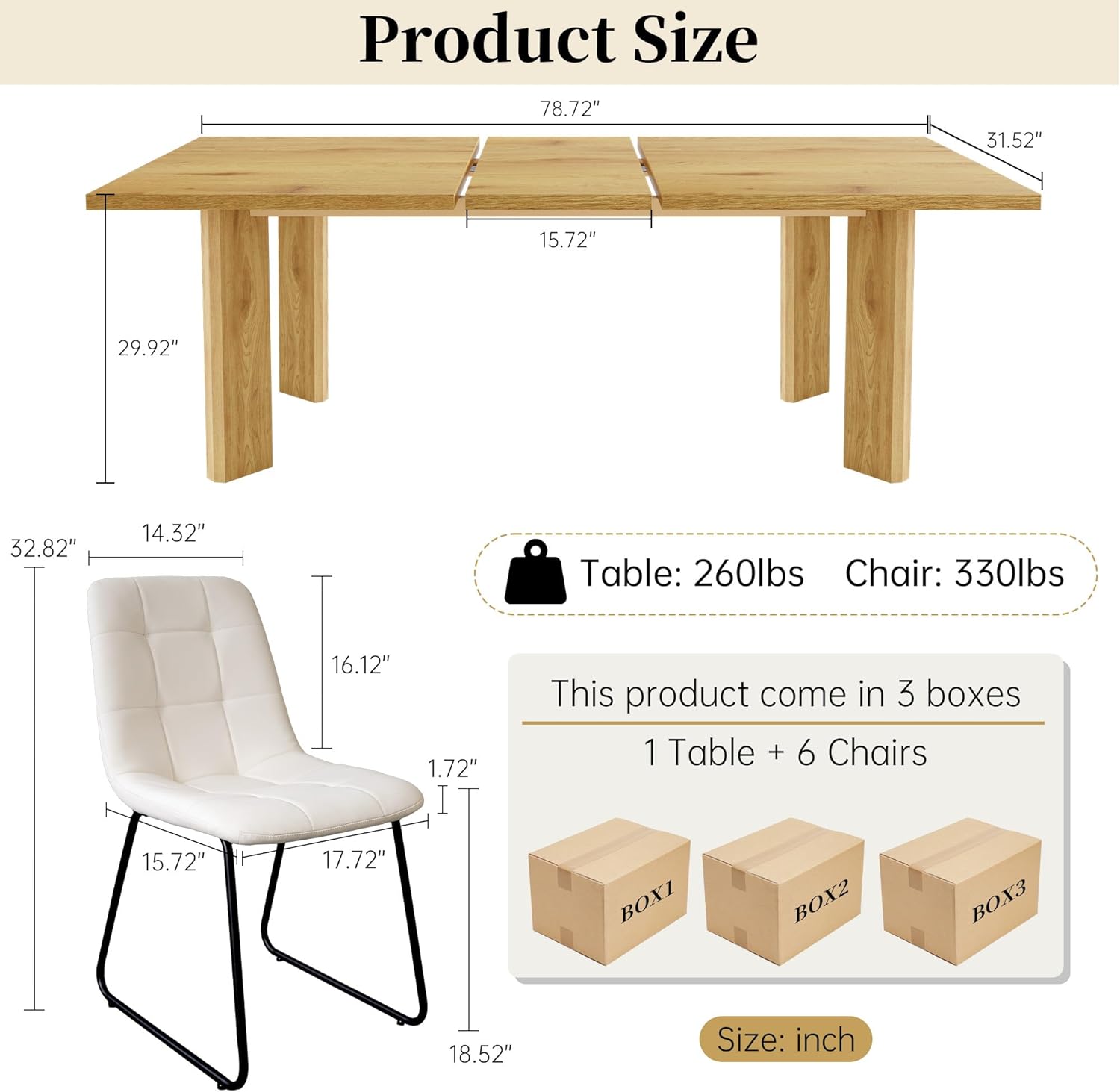 Extendable Dining Table for 6-8 People, 63 to 78.7 Inch Rectangular MDF Table, Farmhouse Rustic Style, Space-Saving Design for Dining Room, Kitchen, Meeting