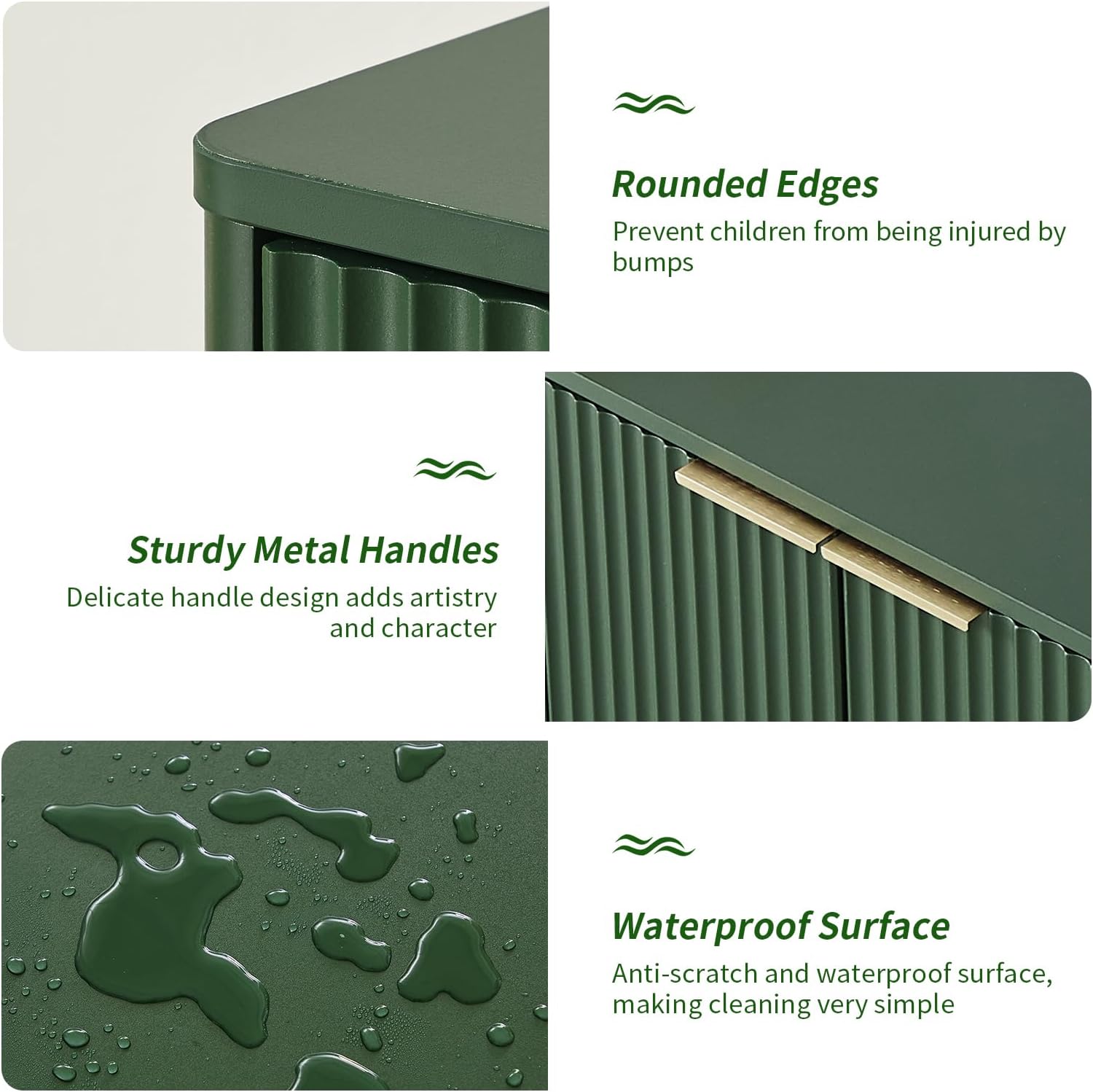 LKTART Sideboard Buffet Cabinet with Storage, 67" Fluted Storage Cabinet with 6 Doors, Wooden Modern Mid Century Accent Sideboard, Floor Cabinet Buffet for Living Room, Kitchen(Green)