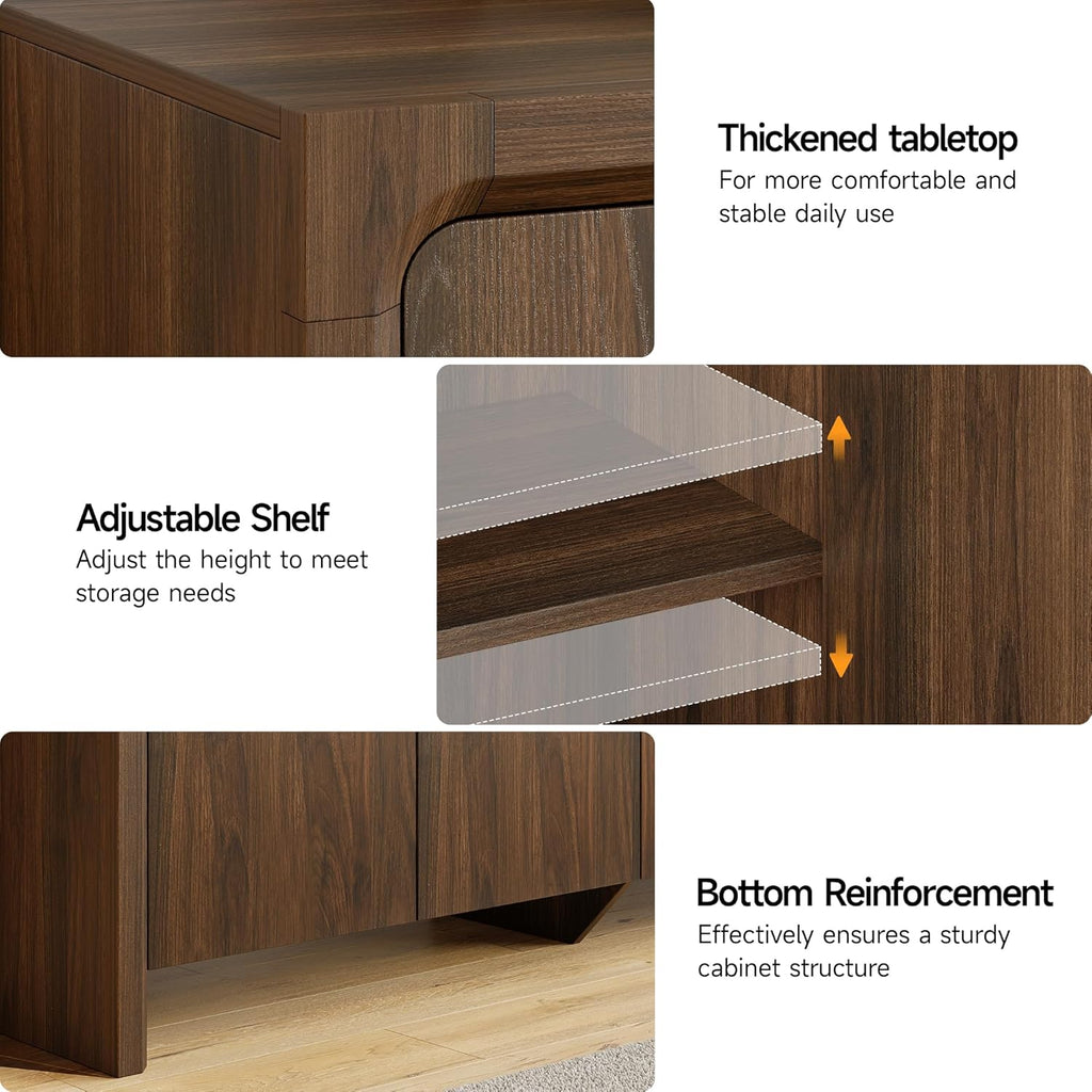 ONBRILL 63" Buffet Cabinet with 4 Doors and Adjustable Shelves, Sideboard Buffet Cabinet with Storage, Wood Kitchen Console Table, Modern Coffee Bar for Kitchen, Living Room, Hallway (Walnut)