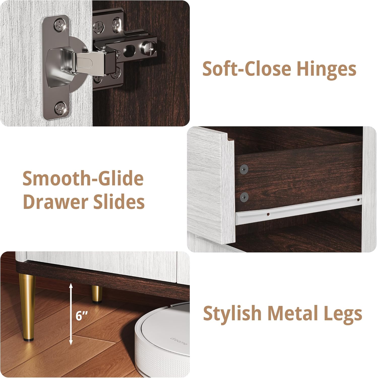 LIKIMIO Sideboard Buffet Cabinet with Storage, Mid-Century Modern Coffee Bar with Drawer, Adjustable Shelves and Doors, Wood Storage Cabinet for Kitchen or Entryway