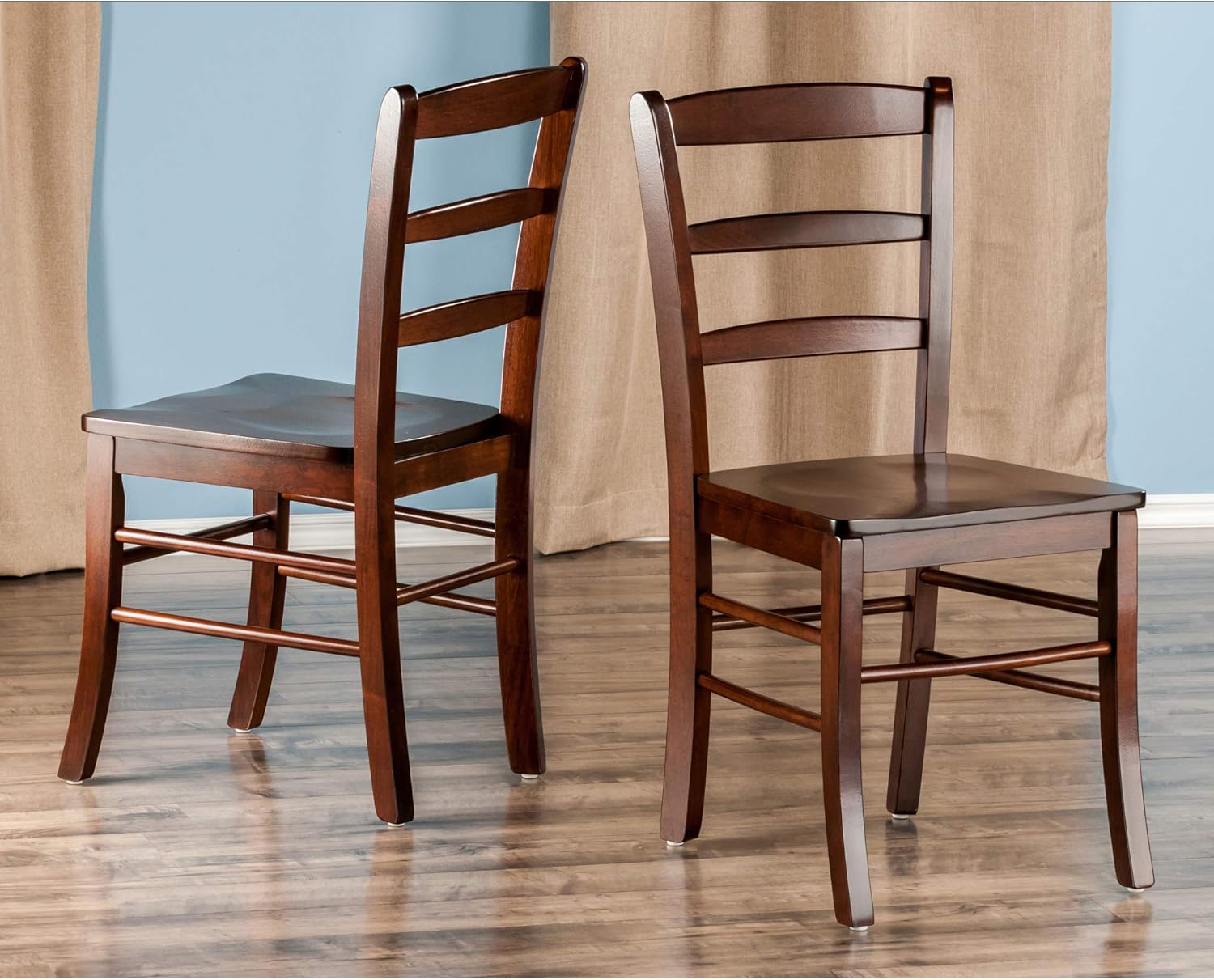 Winsome Benjamin Ladder Back Chair, Walnut, Set of 2