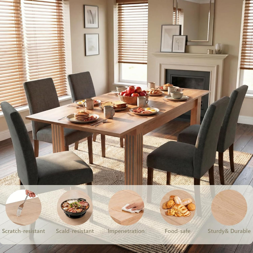 Extendable Table 54"-85", Extendable Dining Table for 4-8, Rectangular Kitchen Dining Table Space Saving, Farmhouse Dining Tables with 95" Runner