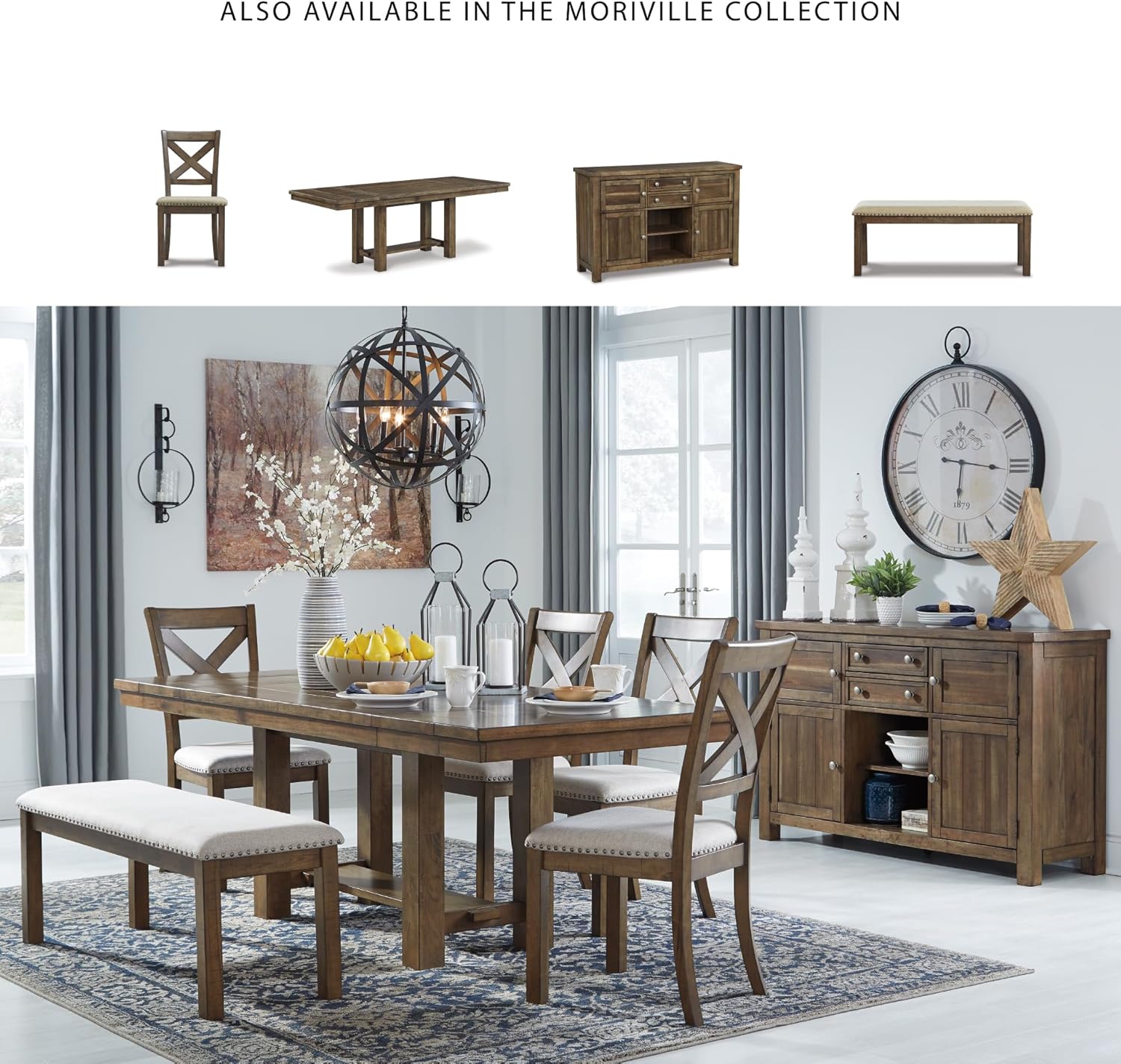 Signature Design by Ashley Moriville Modern Farmhouse 19" Upholstered Dining Room Chair, 2 Count, Brown