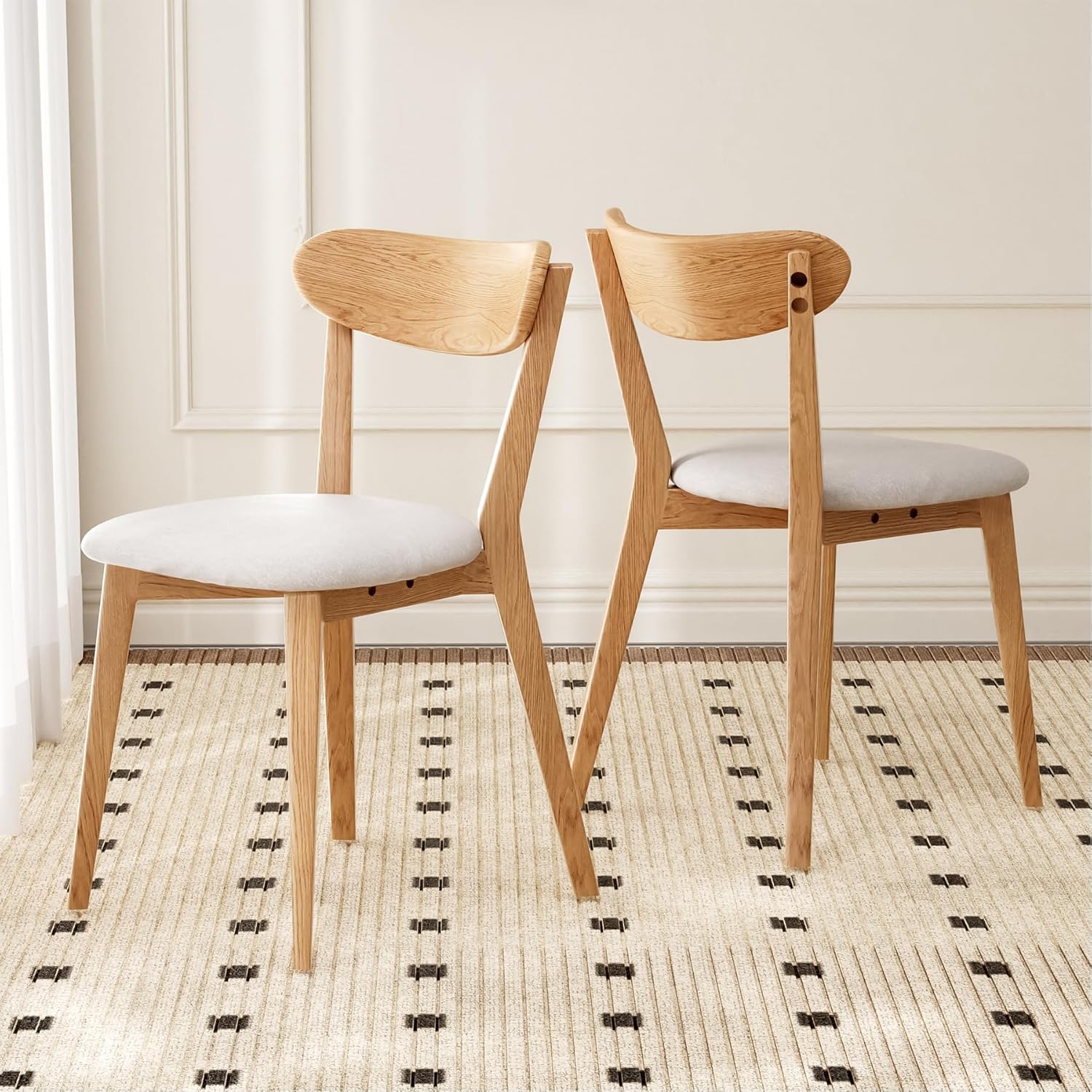 100% Solid Wood Dining Chairs,Mid Century Modern Dining Chairs with Rounded Backrest,Kitchen,Dining Room Chairs Set of 1/2/4 (4, Walnut Color)