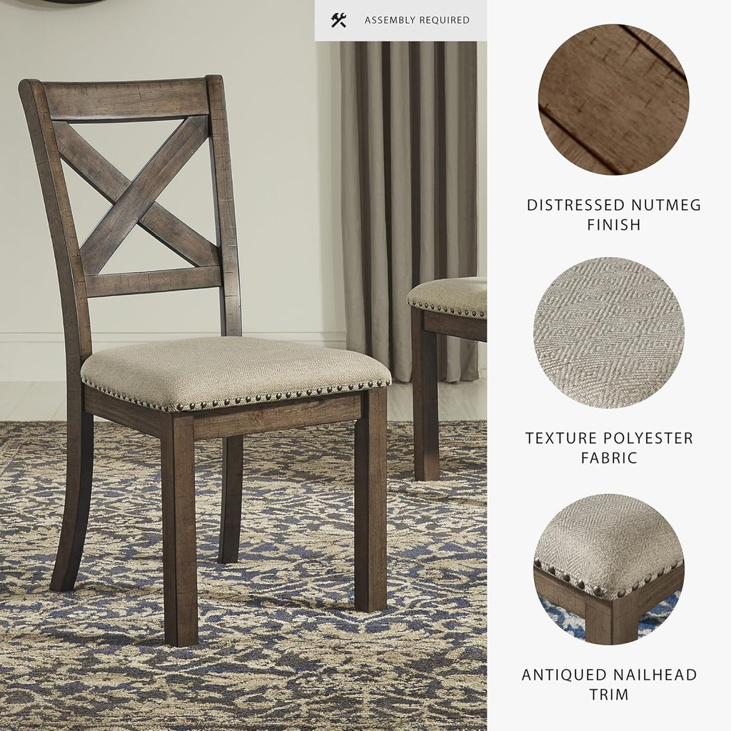 Signature Design by Ashley Moriville Modern Farmhouse 19" Upholstered Dining Room Chair, 2 Count, Brown